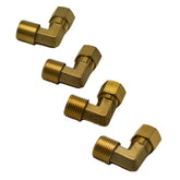 DOT Brass Connector 4pc Brass Compression Union 90° Male Female Elbow (T3/8xM3/8)