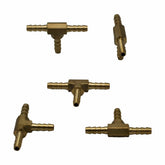 Twin Eagles Brass Connector 5pc 1/8" Three Way Brass Hose Barb Tee H4