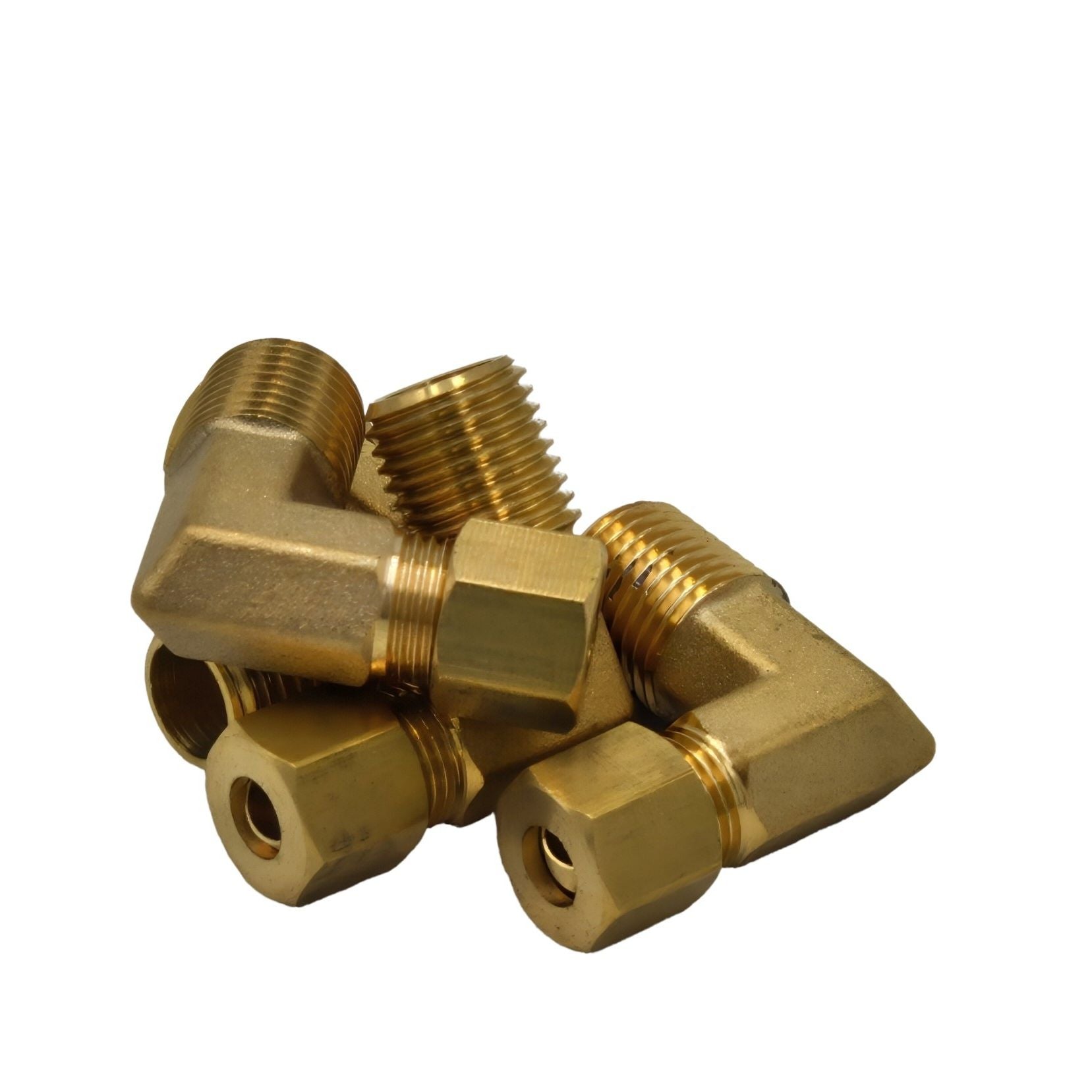 4pc Brass Compression Union 90° Male Female Elbow (T1/4xM1/4)