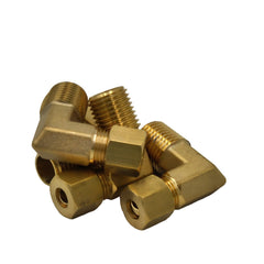 4pc Brass Compression Union 90° Male Female Elbow (T1/4xM1/4)