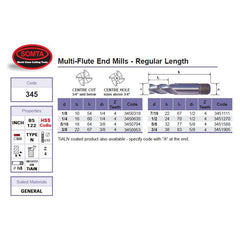 SOMTA – Series 345 HSS-Co8 Multi-Flute End Mill 5/8″ – Multi-Purpose Cutter