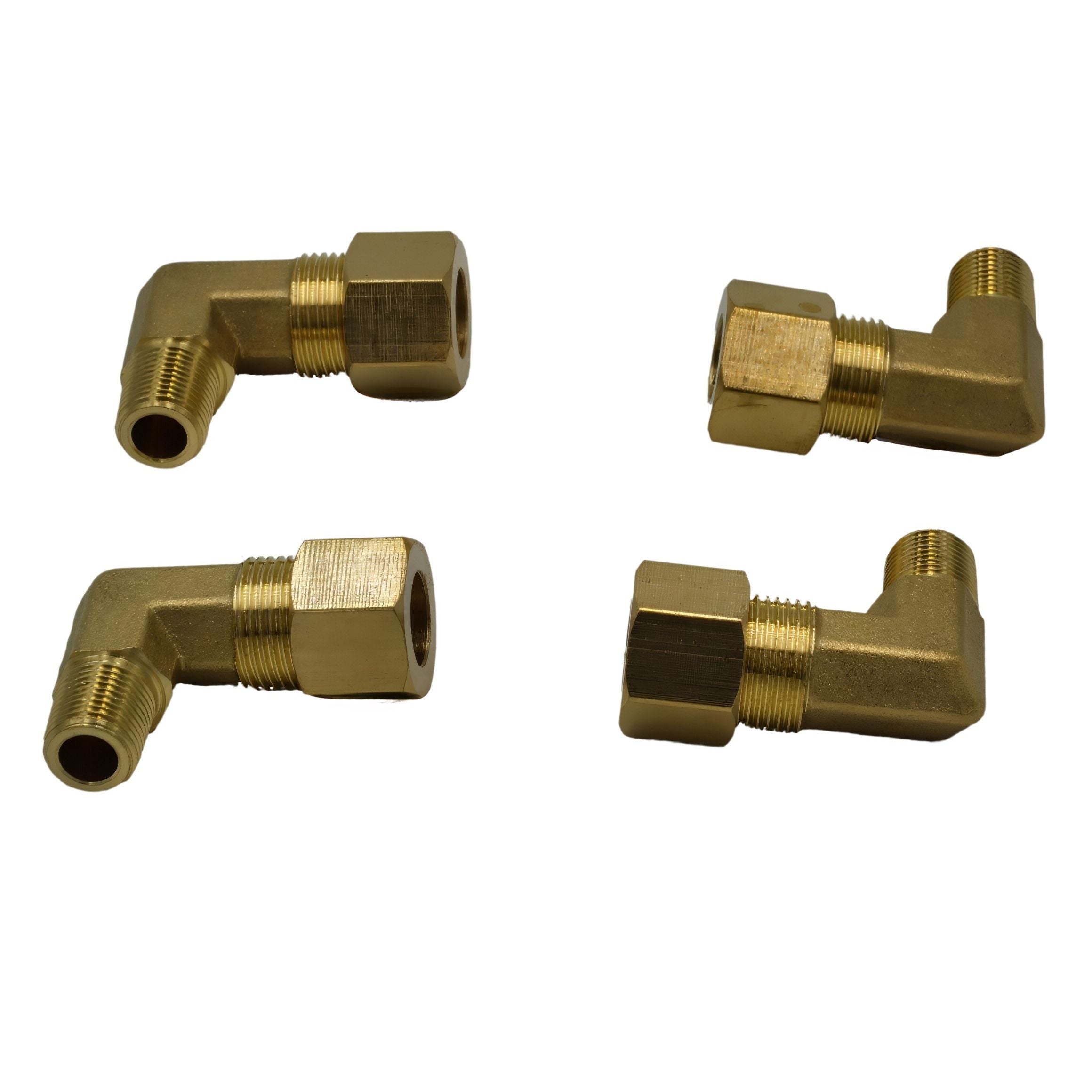 4pc Brass Compression Union 90° Male Female Elbow (T3/8xM1/8)