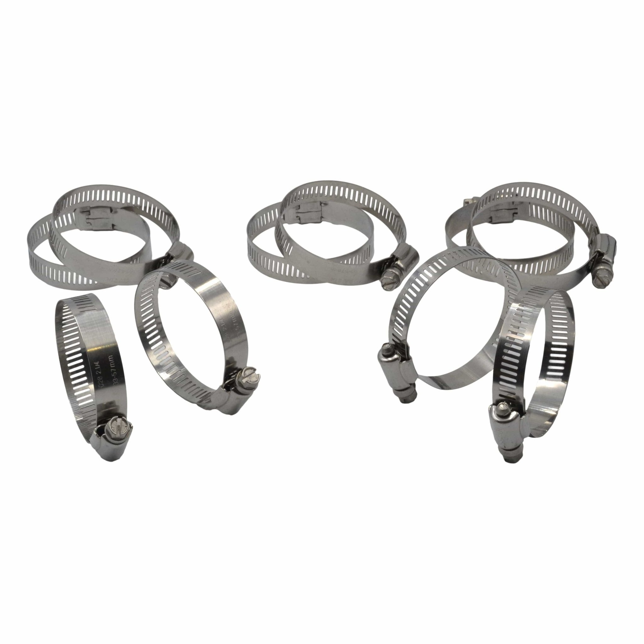 10 Piece 304 Stainless Steel 33-57mm Worm Drive Hose Clamp - Twin Eagle Imports