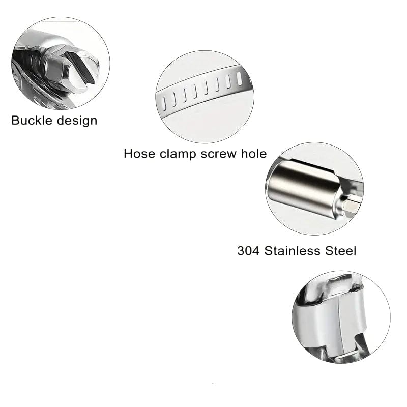 10 Piece 304 Stainless Steel 7-16mm Worm Drive Hose Clamp - Twin Eagle Imports