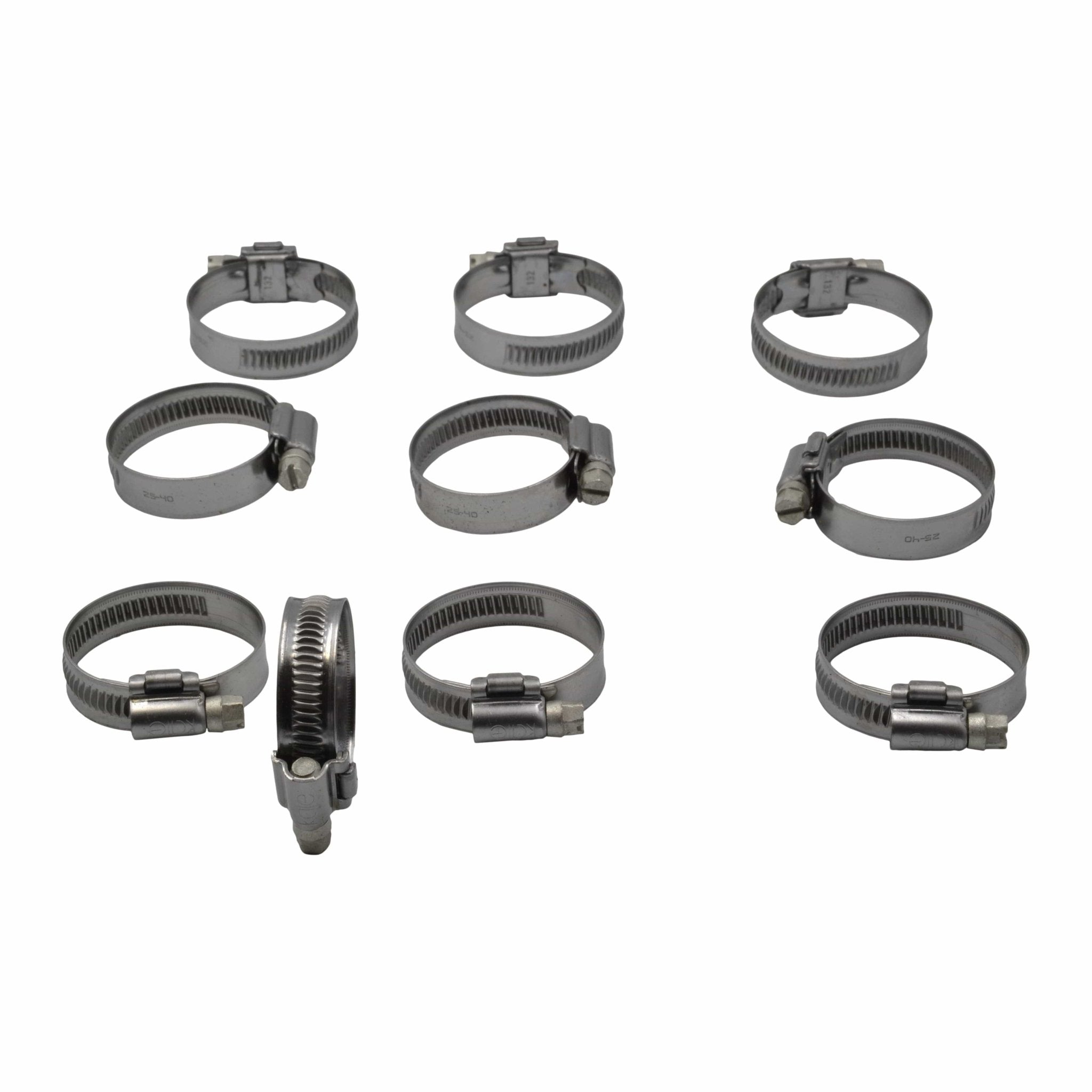 10 Piece Kale 304 Stainless Steel 25-40mm Worm Drive Hose Clamp - Twin Eagle Imports