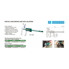 Insize Digital Disc Brake & Pad Caliper 0-150mm/0-6" Range Series 1167-150A