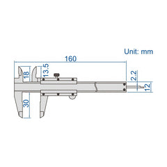 Insize Mini Vernier Caliper 0-100mm Range Series 1201-1003