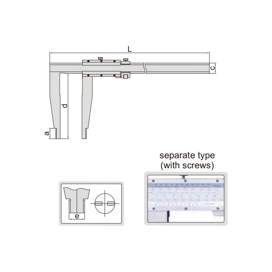 Insize Long Jaw Vernier Caliper 0-600mm/0-24" Range Series 1215-622