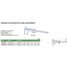 Insize Vernier Caliper 0-280mm/0-11" Range Series 1233-280