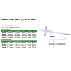 Insize Vernier Depth Gauge 0-150mm Range Series 1240-1501