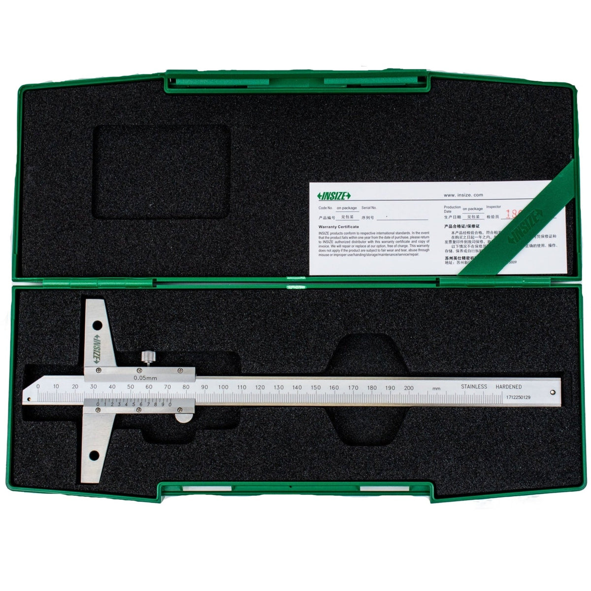 Insize Vernier Depth Gauge 0-200mm Range Series 1247-200