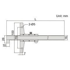 Insize Vernier Hook Depth Gauge 0-300mm Range Series 1248-3001