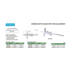 Insize Vernier Depth Gauge 0-300mm Range Series 1249-300