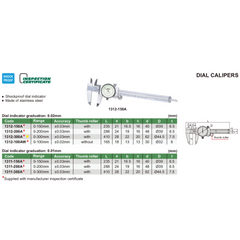 Insize Dial Caliper 0-300mm Range Series 1312-300A