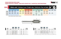 Hepyc  6mm Double Cut Carbide Burr (Cylinder Ball Nose) 3203
