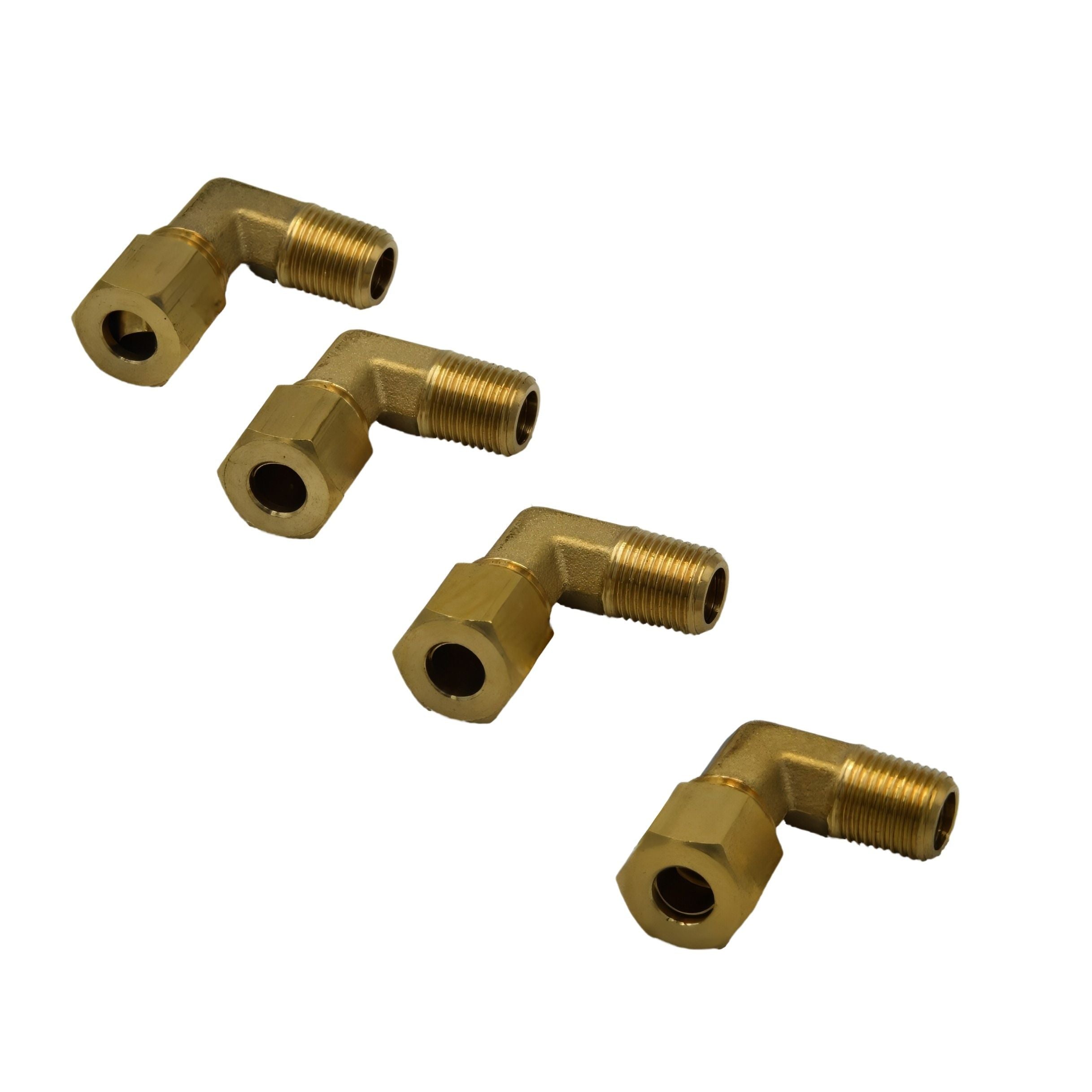 4pc Brass Compression Union 90° Male Female Elbow (T1/4xM1/8)