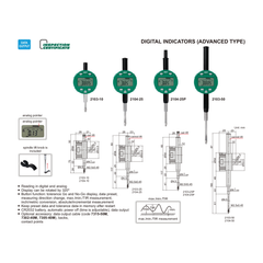 Insize Travel Digital Indicator 12.7mm/0.5" Range Series 2104-10