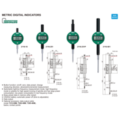 Insize Metric Digital Indicator 12.7mm Range Series 2116-10