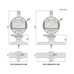 Insize Digital Depth Gauge 0-300mm/0-12" Range Series 2141-202A