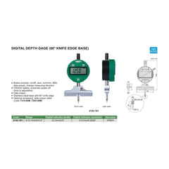 Insize Digital Depth Gauge (60° Knife Edge Base) Range Series 2143-101