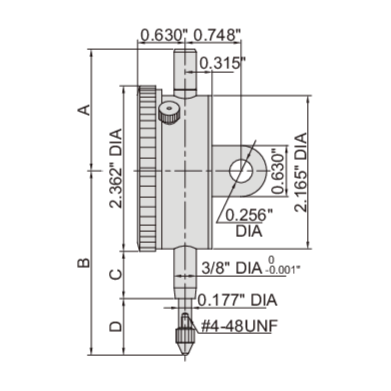 Insize Imperial Lug Back Dial Indicator 1" Range Series 2307-105