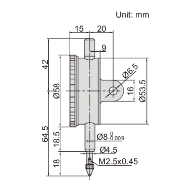 Insize One Revolution Dial Indicator 0.5mm Range Series 2316-05