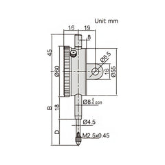 Insize Lug Back Dial Indicator 10mm Range Series 2318-10