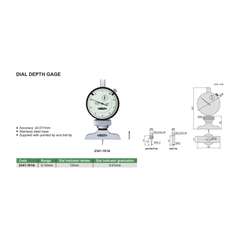 Insize Dial Depth Gauge 0-10mm x 0.01mm Range Series 2341-101A