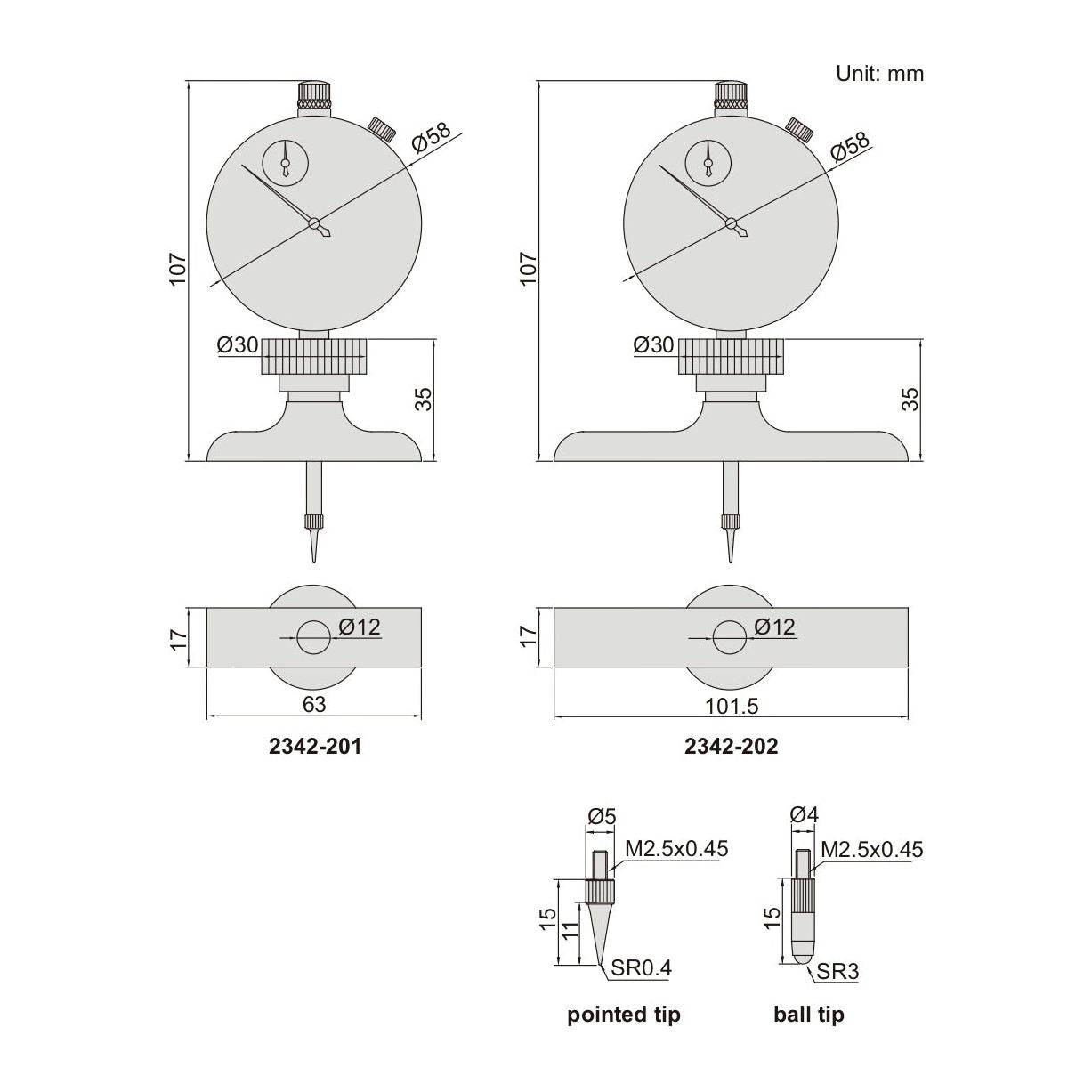 Insize Dial Depth Gauge 0-300mm x 0.01mm Range Series 2342-202
