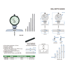 Insize Dial Depth Gauge 0-300mm x 0.01mm Range Series 2342-201