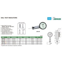 Insize Metric Dial Indicator 0.2mm Range Series 2381-02