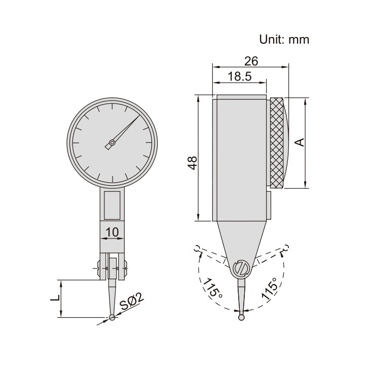 Insize Metric Dial Indicator 0.8mm Range Series 2381-08