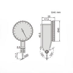 Insize Precision Dial Indicator 0.2mm Range Series 2880-02