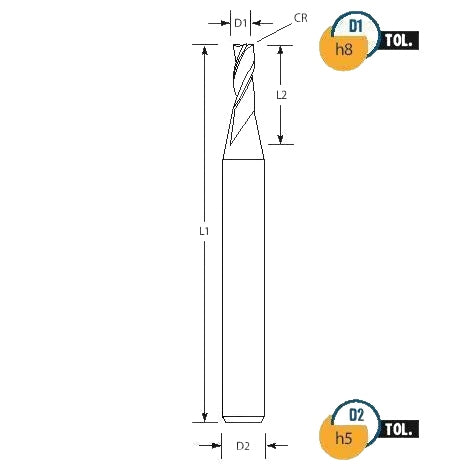 Best Carbide 2mm 4 Flute AlTiN Coated Short Series Corner Radius End Mill – 4mm Shank