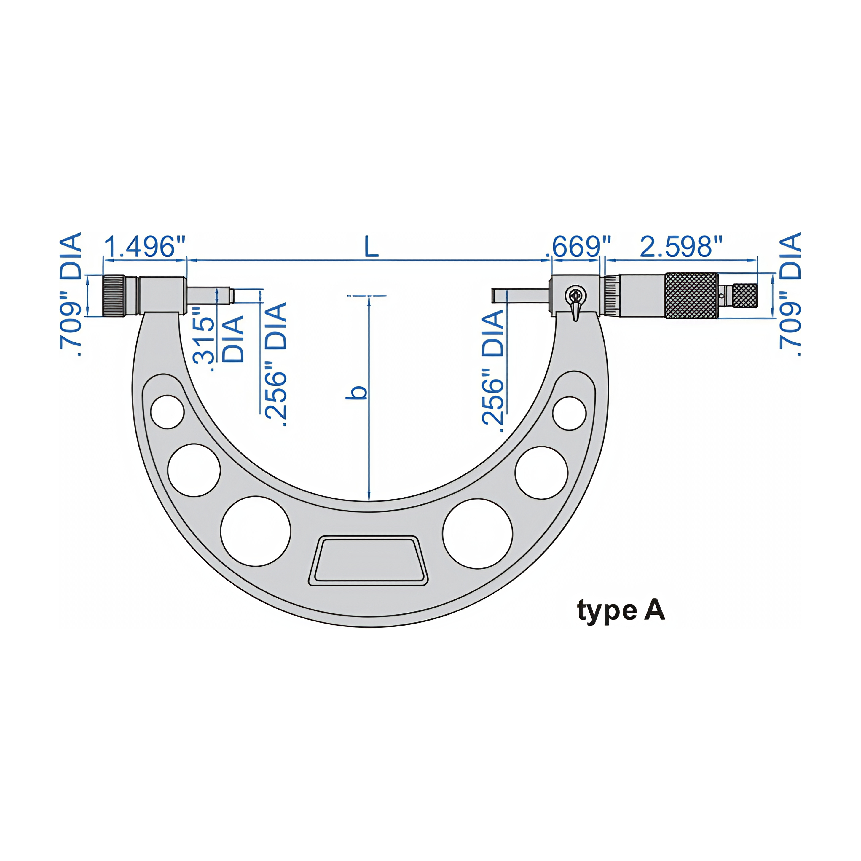 Insize Outside Micrometer 0-6" Range Series 3206-6