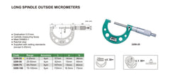 Insize Long Spindle Outside Micrometer 0-25mm Range Series 3209-25