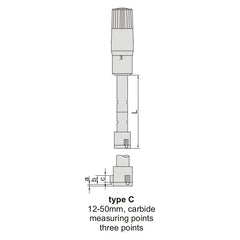 Insize Three Point Internal Micrometer 40-50mm Range Series 3227-50