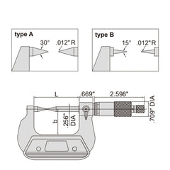 Insize Point Micrometer 0-1" Range Series 3230-1