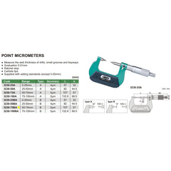 Insize Point Micrometer 50-75mm Range Series 3230-75BA