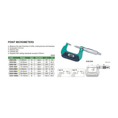 Insize Point Micrometer 25-50mm Range Series 3230-50BA