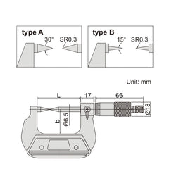 Insize Point Micrometer 75-100mm Range Series 3230-100BA