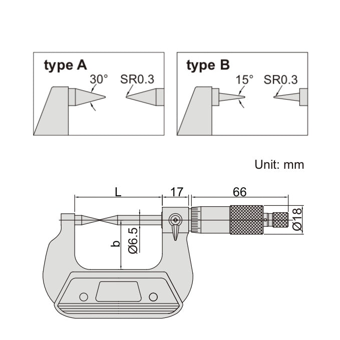 Insize Point Micrometer 0-25mm Range Series 3230-25BA