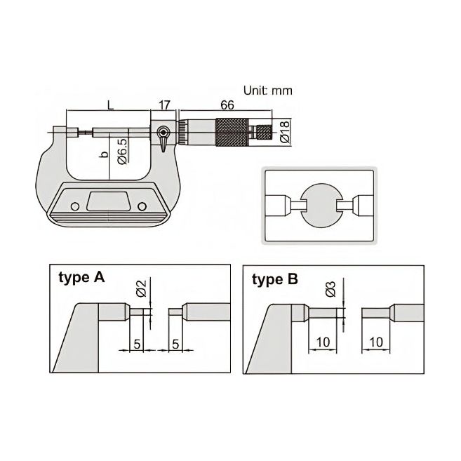 Insize Spline Micrometer 0-25mm Range Series 3233-25A