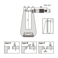 Insize Sheet Metal Micrometer 0-25mm Range Series 3239-253F