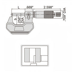 Insize Type C Cylindrical Anvil Micrometer 0-1" Range Series 3261-1C