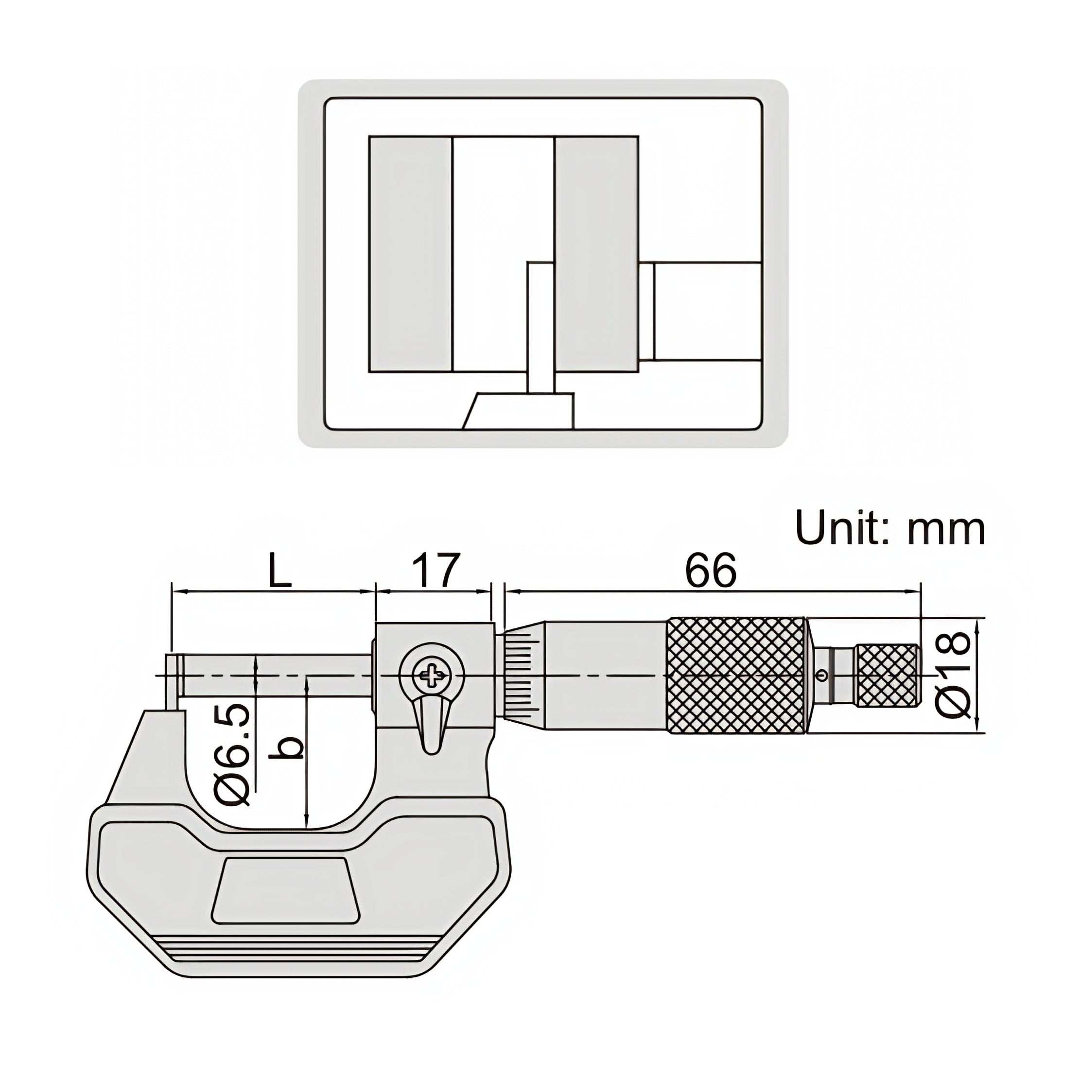 Insize Type B Cylindrical Anvil Tube Micrometer 0-25mm Range Series 3261-25BA