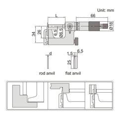 Insize Interchangeable Anvil Micrometer 25-50mm Range Series 3262-50A