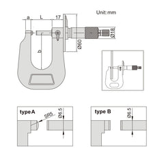 Insize Sheet Metal Micrometer 0-25mm Range Series 3263-25A