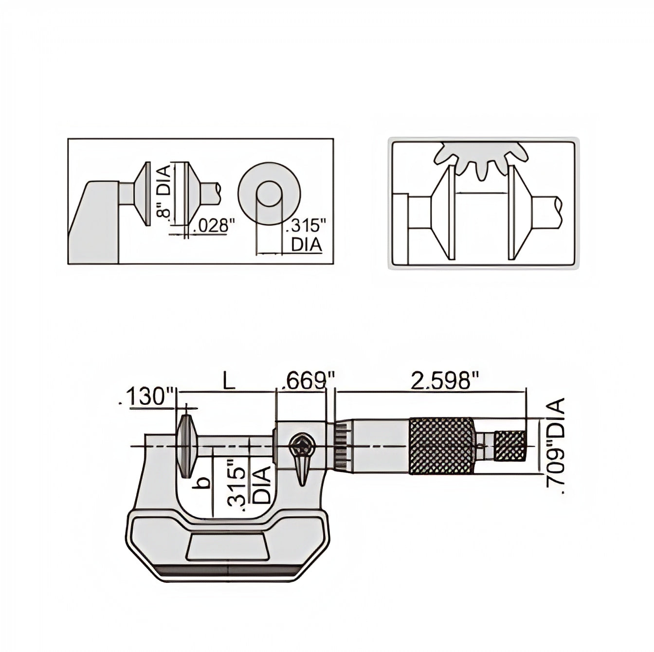 Insize Disc Micrometer 0-1" Range Series 3282-1