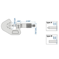 Insize V Shape Anvil Micrometer 0.8-1.4" Range Series 3290-143